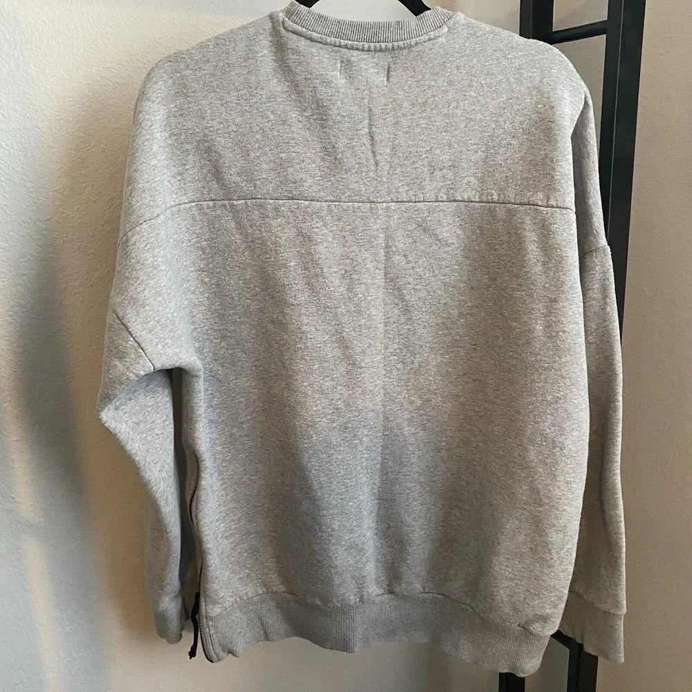 Vintage Adidas‎ Trefoil Pullover Grey Sweatshirt Drop Shoulders Side Zip Medium